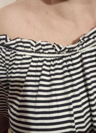 Трикотажная блуза в полоску/открытые плечи3 фото
