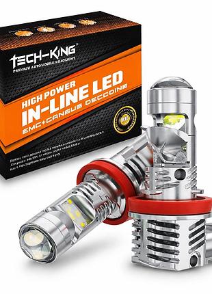 Led лампы h11 (h8 h9) a15 с линзой 12v 80w 12000lm 6000k canbus для противотуманных фар (комплект 2-шт)