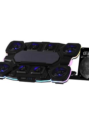 Подставка для ноутбука 2e gaming cpg-012, до 17.3", 1xusb-c, lcd/semiconductor cooling pad, rgb, чёрный