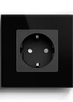 Электрическая смарт розетка schuko с заземлением, черная стеклянная рамка 250в 16а упаковка из 4 шт