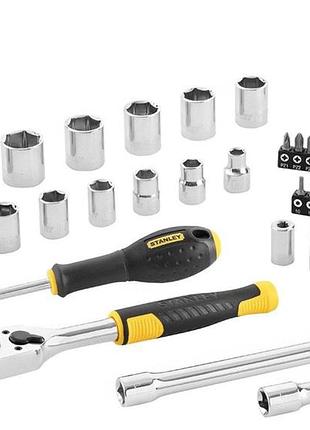 Набір головок торцевих і насадок викруткових stanley : 3/8", з інструментами, в футлярі, 45 шт.