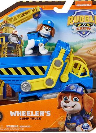 Щенячий патруль крепыш и команда самосвал и фигурка уилера paw patrol rubble & crew wheeler’s dump truck