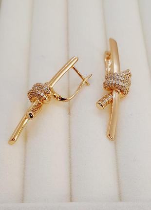 Сережки жіночі xuping jewelry 18k. ( 4 см/ 1 см)