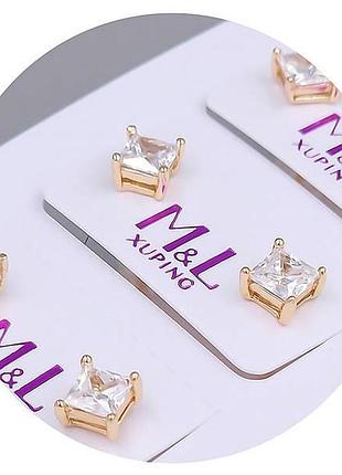 Сережки пусети xuping jewelry 18k. 3,5мм.