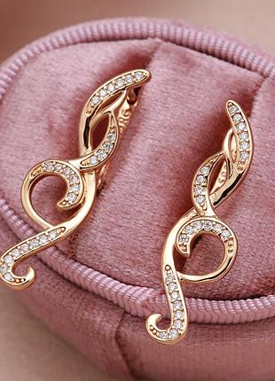 Оригінальні жіночі сережки xuping 18k (медзолото) 3,2 см.