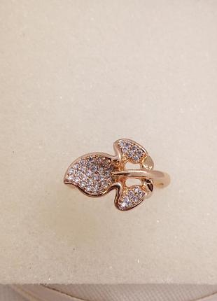 Позолочена каблучка з білими кристалами xuping 18k, розмір 18,5; 19,5 19.5