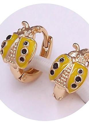 Сережки дитячі (медзолото). xuping 18k. 1 см.
