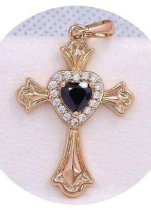 Хрестик xuping jewelry 18k, 3,4 см.