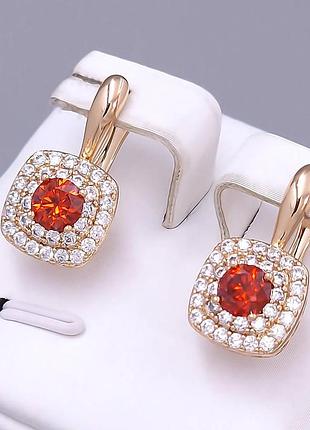 Сережки жіночі медзолото xuping jewelry 18k. 2 см.