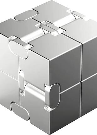 Нескінченний алюмінієвий кубик-антистрес magic cube, металева головоломка для зняття стресу та релаксації сріблястий