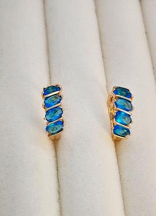Сережки дитячі з блакитними цирконами xp 18k.