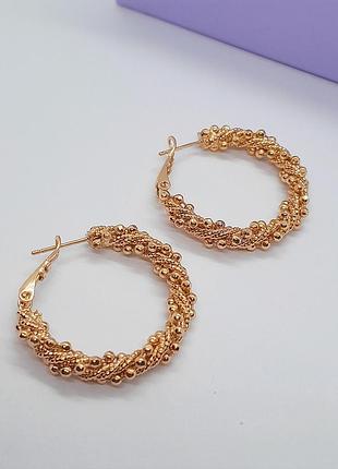 Сережки кільця xuping 18k, 3,2 см.