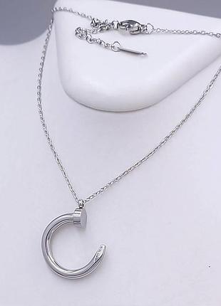 Кольє з кулоном цвях. stainless steel , родій. 40+5 см.