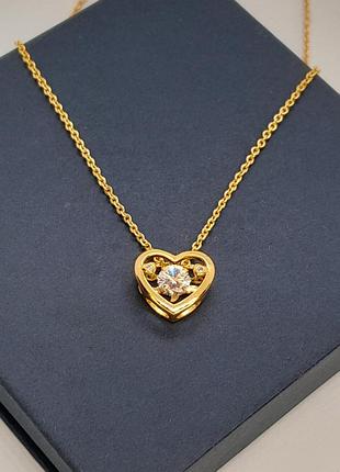 Підвіска сердечко з рухливим цирконом xuping 18k, 40+5см