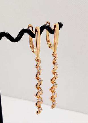Серьги подвески медзолото xuping jewelry 18k. 5,6 см