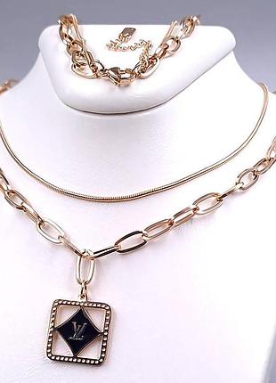 Ланцюжок з кулоном lv stainless steel. po. 41,5см- 46,5 см.