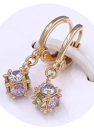 Детские серьги подвески медзолото xuping 18k. 2,2 см.