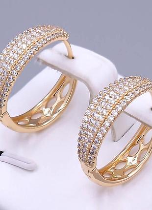 Сережки кільця конго xuping 18k. 2,3 см