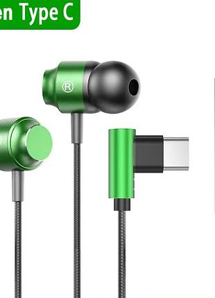 Проводные вакуумные стерео наушники type-c с угловым разъемом и микрофоном для телефона, смартфона, пк yu77-tg
