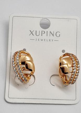 Серьги классические медзолото xuping jewelry 18k. 1,6 см.