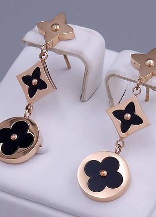 Сережки підвіски lv. stainless steel. 3,6 см.