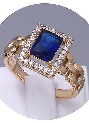 Каблучка жіноча з синім цирконом xuping 18k. р 19.