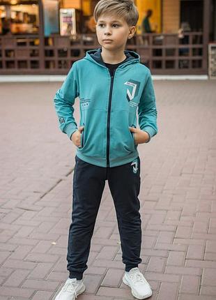Костюм спортивный f&d для подростка 4-12 лет , бирюзовый 104