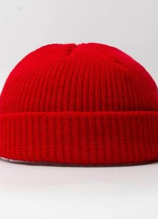 Шапка біні / укорочена шапка / шапка кусто / шапка докера / червона