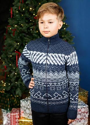 Кофта для подростка 7-13 лет five теплый стойка, синий, 128
