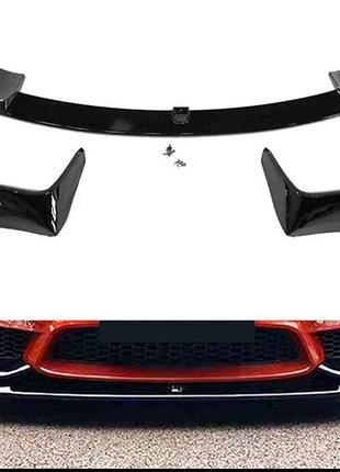 Передня накладка-спліттер (губа) bmw f30 у стилі m3 f80 (2013–2019), чорний глянець