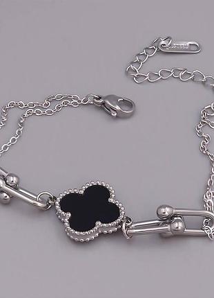 Браслет конюшина stainless steel, родій. 17-22 см.