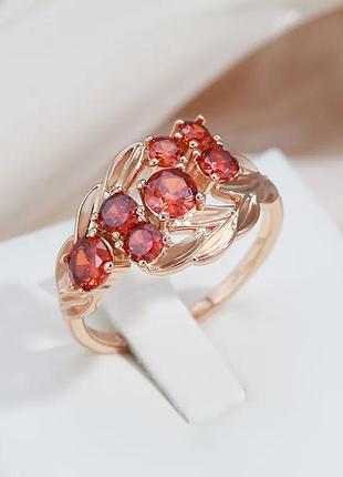 Колечкос красными цирконами медзолото po. . 18..20