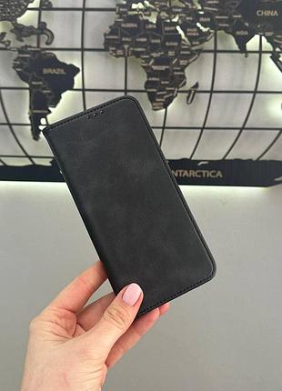 Качественный чехол-книжка leather для xiaomi redmi note 13 4g,защитный чехол-книжка для телефона редми note 13 4g (черный)