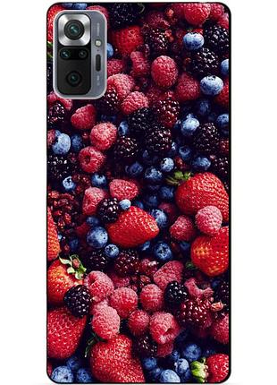 Силиконовый бампер чехол для xiaomi redmi note 10 pro с рисунком ягоды