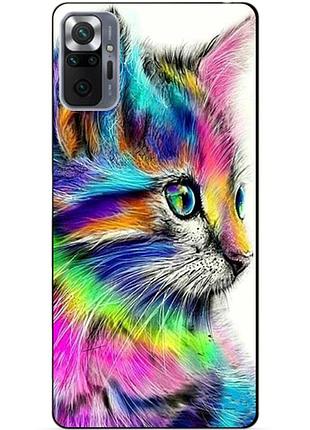 Силиконовый бампер чехол для xiaomi redmi note 10 pro с рисунком акварельный кот