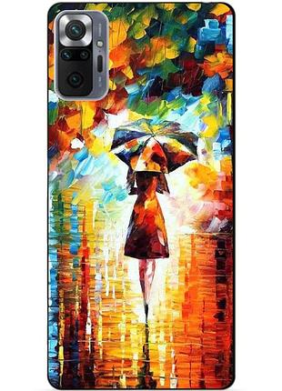 Силиконовый бампер чехол для xiaomi redmi note 10 pro с рисунком прогулка