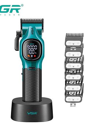 Акумуляторна машника для стриження (clipper) vgr v-886c green, led display, 9000rpm