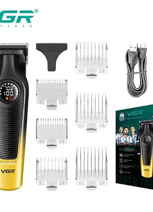 Акумуляторна машинка для стриження (clipper) vgrv-196 gold, 8 насадок, 7000 rpm, 2000 mah, led display