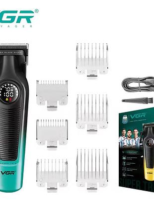 Акумуляторна машинка для стриження (clipper) vgrv-196 green, 8 насадок, 7000 rpm, 2000 mah, led display