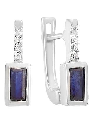 Серебряные серьги высокогокачества с натуральным сапфиром 1.075ct (2157663)