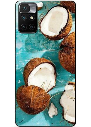 Силиконовый бампер чехол для xiaomi redmi note 11 с рисунком кокосы
