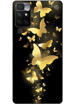 Силіконовий бампер чохол для xiaomi redmi note 11 з малюнком золоті метелики