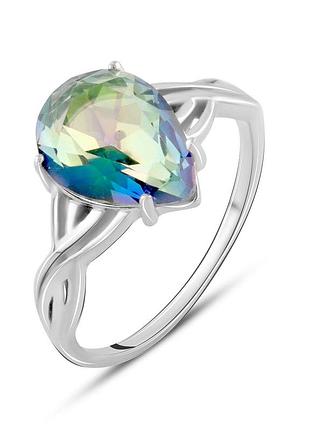 Срібне кільце високої якості з містиком топазом 2.567ct, вага виробу 2,69 г (1990230) 17 розмір