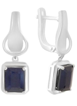 Серебряные серьги высокогокачества с натуральным сапфиром 5.218ct (2181170)