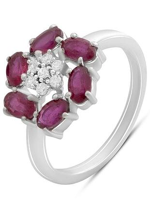 Серебряное кольцо высокогокачества с натуральным рубином 2.043ct, вес изделия 3,75 гр (2187882) 18 размер 3.26, 17.5