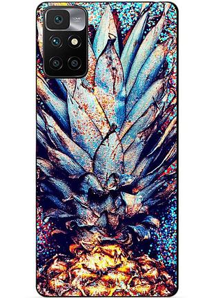 Силиконовый бампер чехол для xiaomi redmi note 11 с рисунком ананас