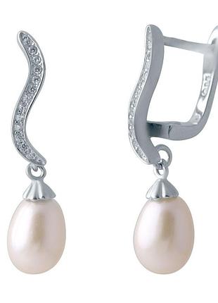Серебряные серьги высокогокачества с натуральным жемчугом 11ct (2035527)