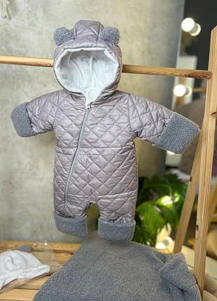 Детский демисезонный комбинезон polar teddy сірий, 74