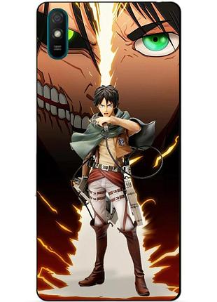 Чехол силиконовый бампер для xiaomi redmi 9a с рисунком атака титанов attack on titan