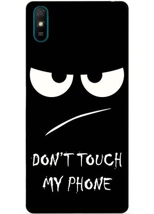 Чехол силиконовый бампер для xiaomi redmi 9a с рисунком глаза dont touch my phone